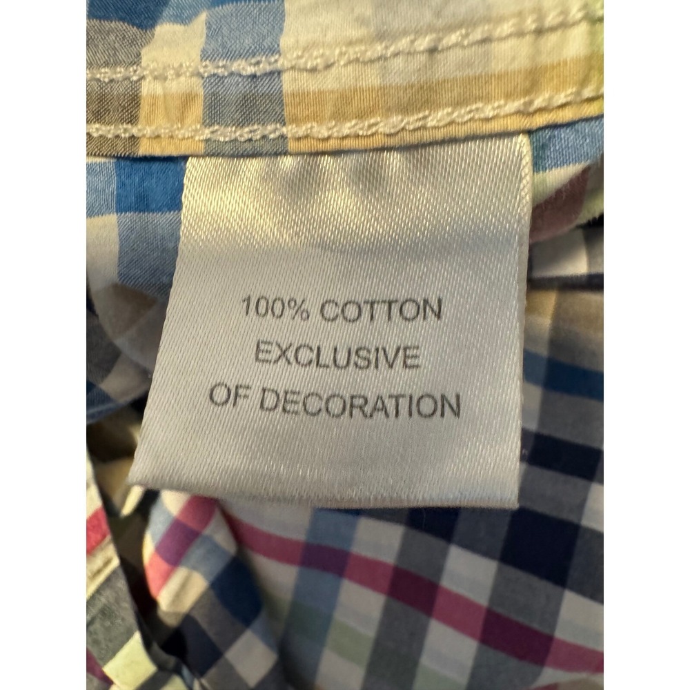 Tailorbyrd plaid striped button down oxford shirt pink‎ gingham flip sleeves. L - Picture 6 of 7